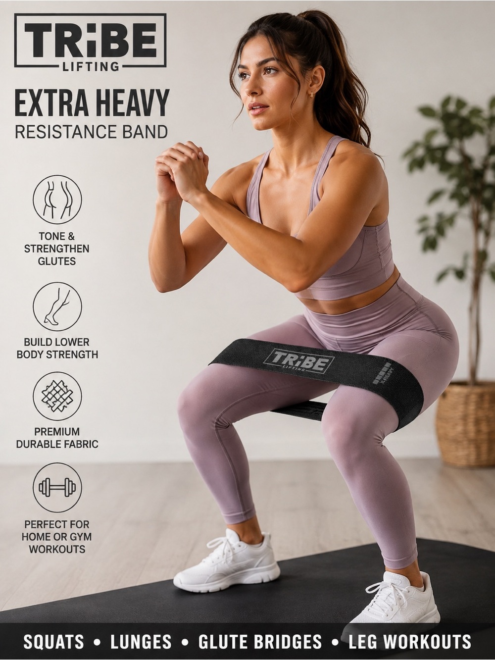TRIBE Lifting Extra Heavy Resistance Bands Set of 2 + Carry Bag NEW
